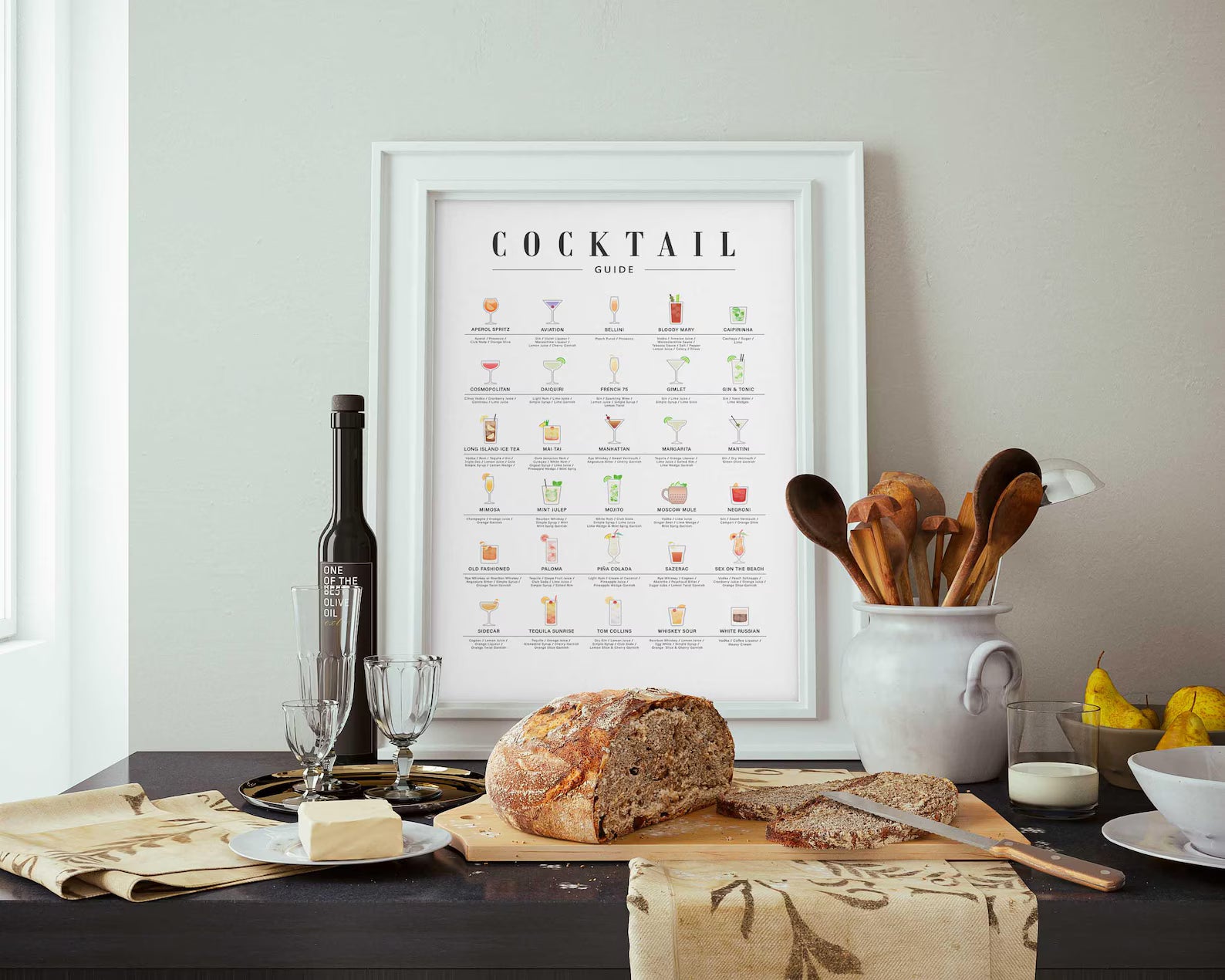 Kokteyl Rehberi Posteri | Modern Mutfak ve Ev Posterleri