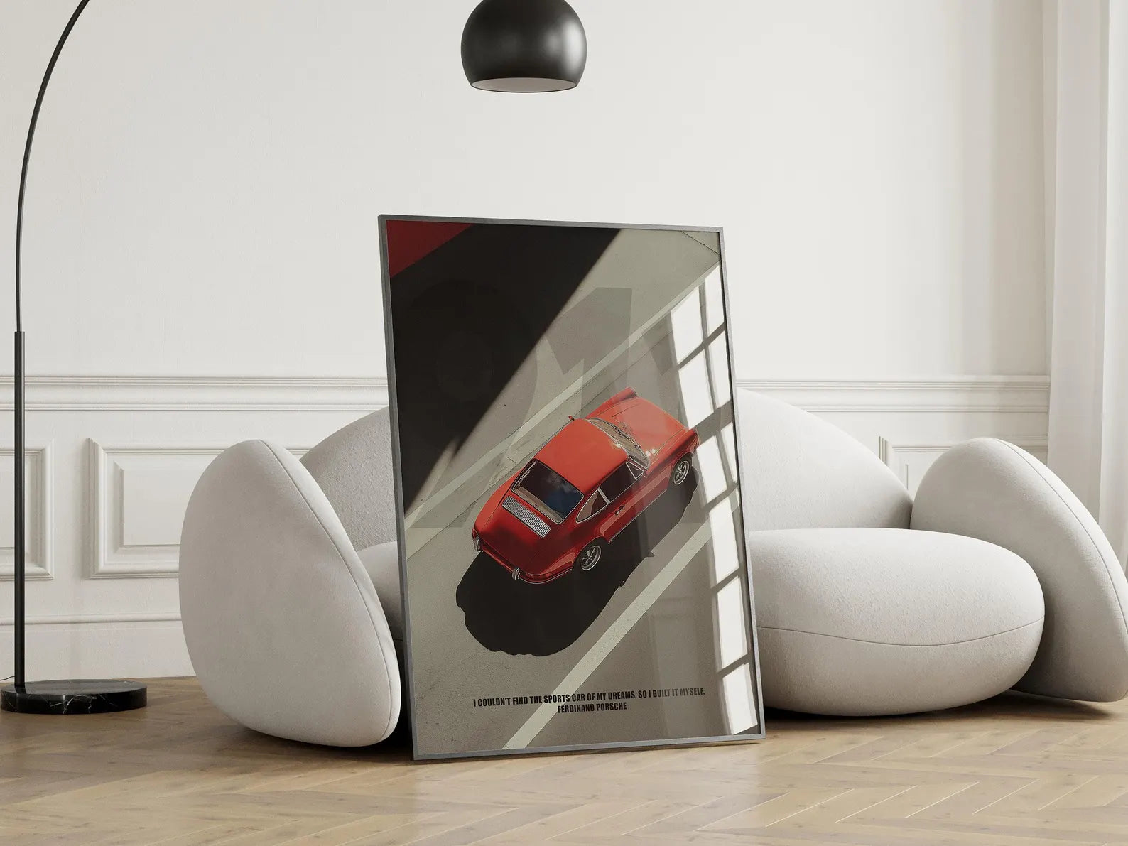 Retro Kırmızı Porsche 911 Posteri: Klasik Spor Araba Tablosu