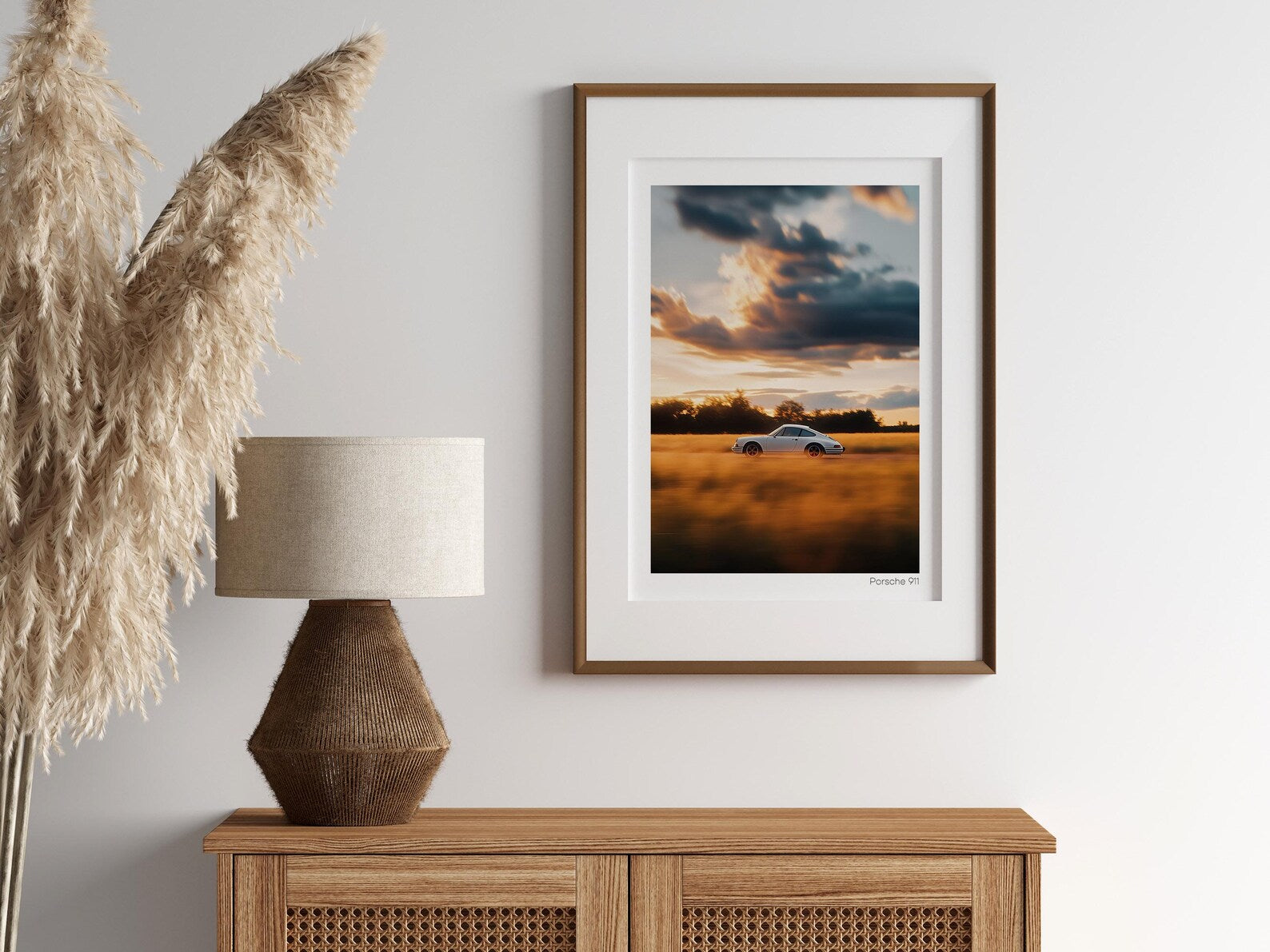 Porsche 911 Gün Batımı Posteri: Klasik Spor Araba Tablosu