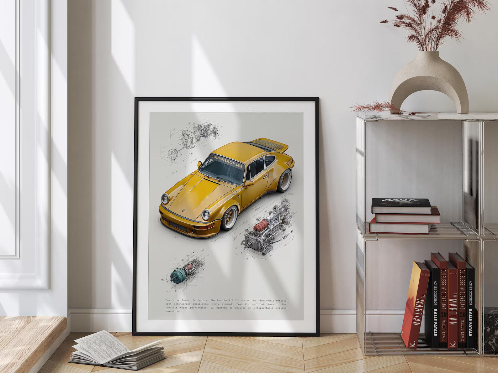 Sarı Porsche 911 Posteri: Klasik Spor Araba Tablosu