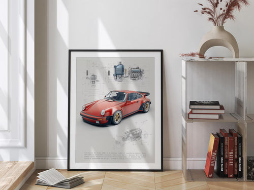 Kırmızı Porsche 911 Posteri: Klasik Spor Araba Tablosu
