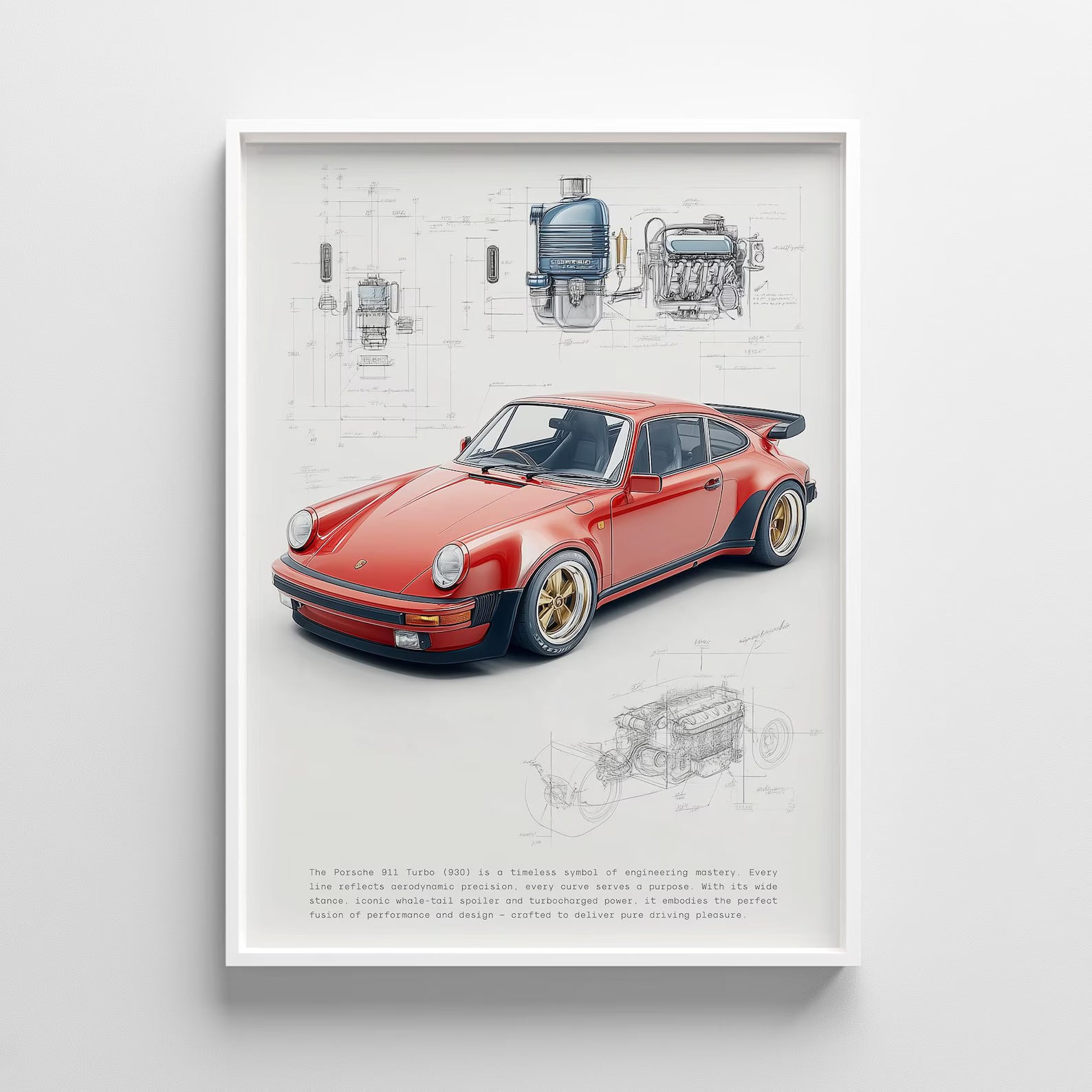 Kırmızı Porsche 911 Posteri: Klasik Spor Araba Tablosu