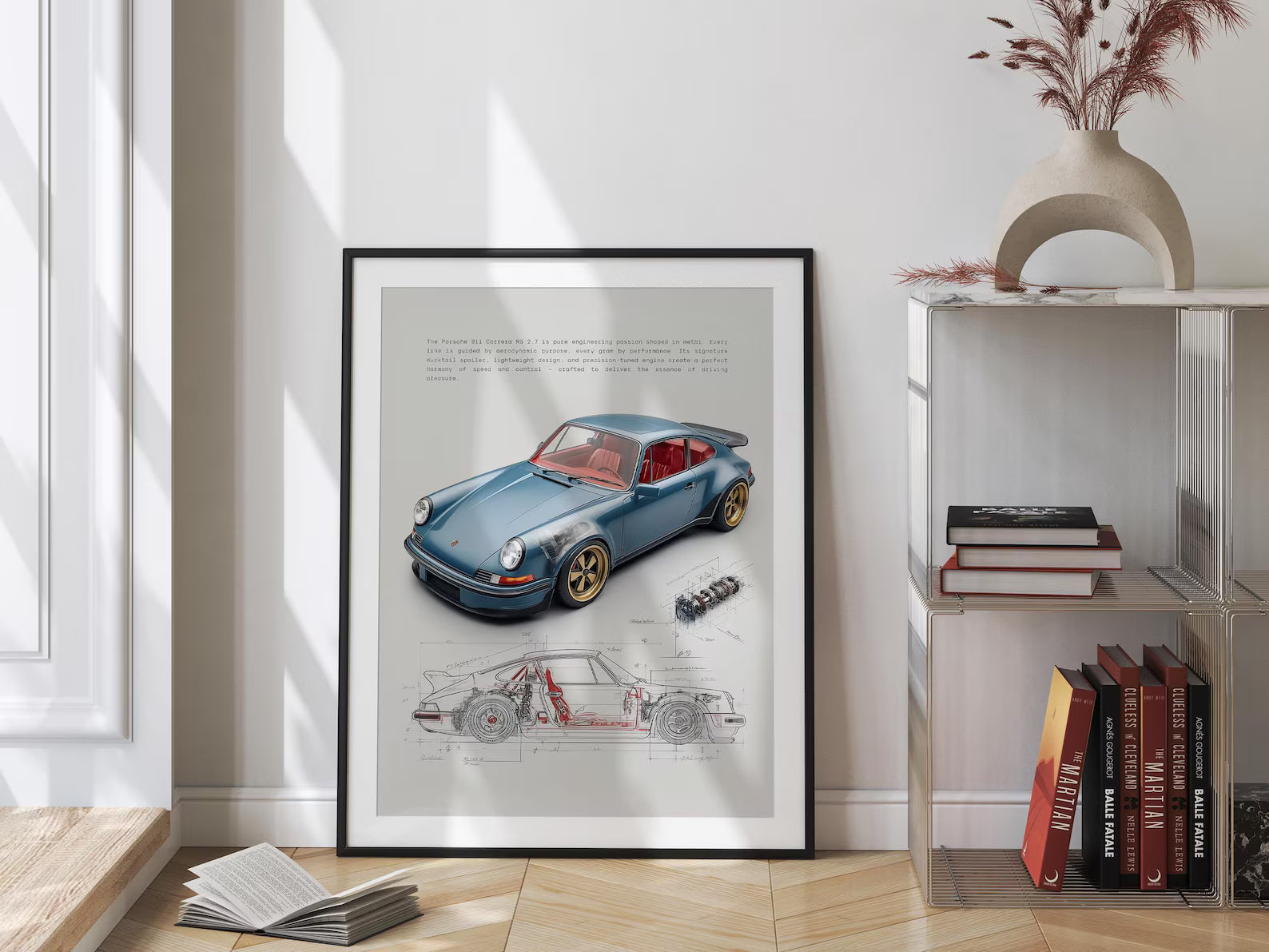 Mavi Porsche 911 Posteri: Klasik Spor Araba Tablosu