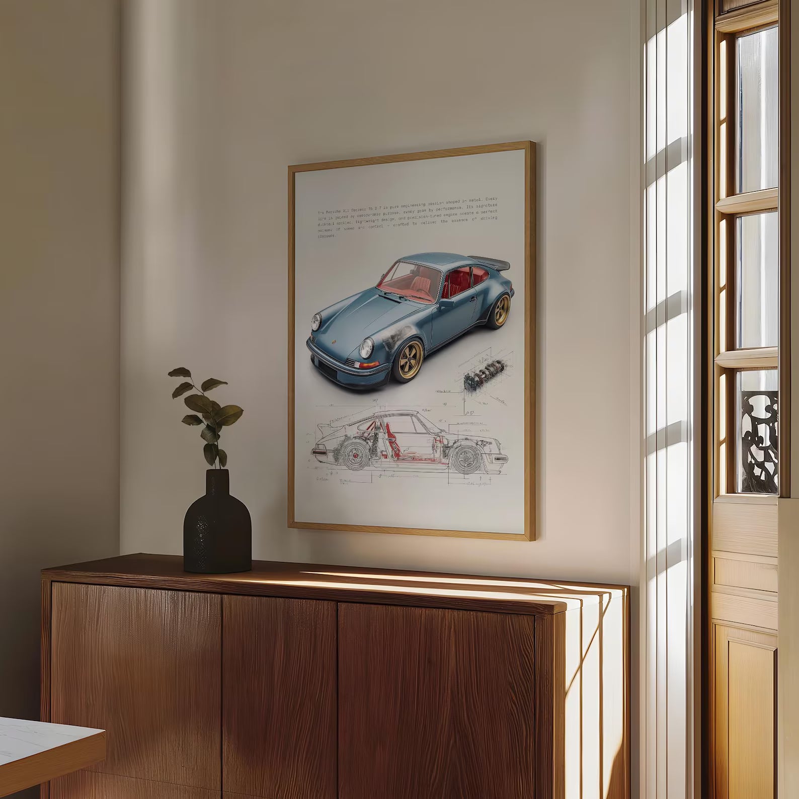 Mavi Porsche 911 Posteri: Klasik Spor Araba Tablosu