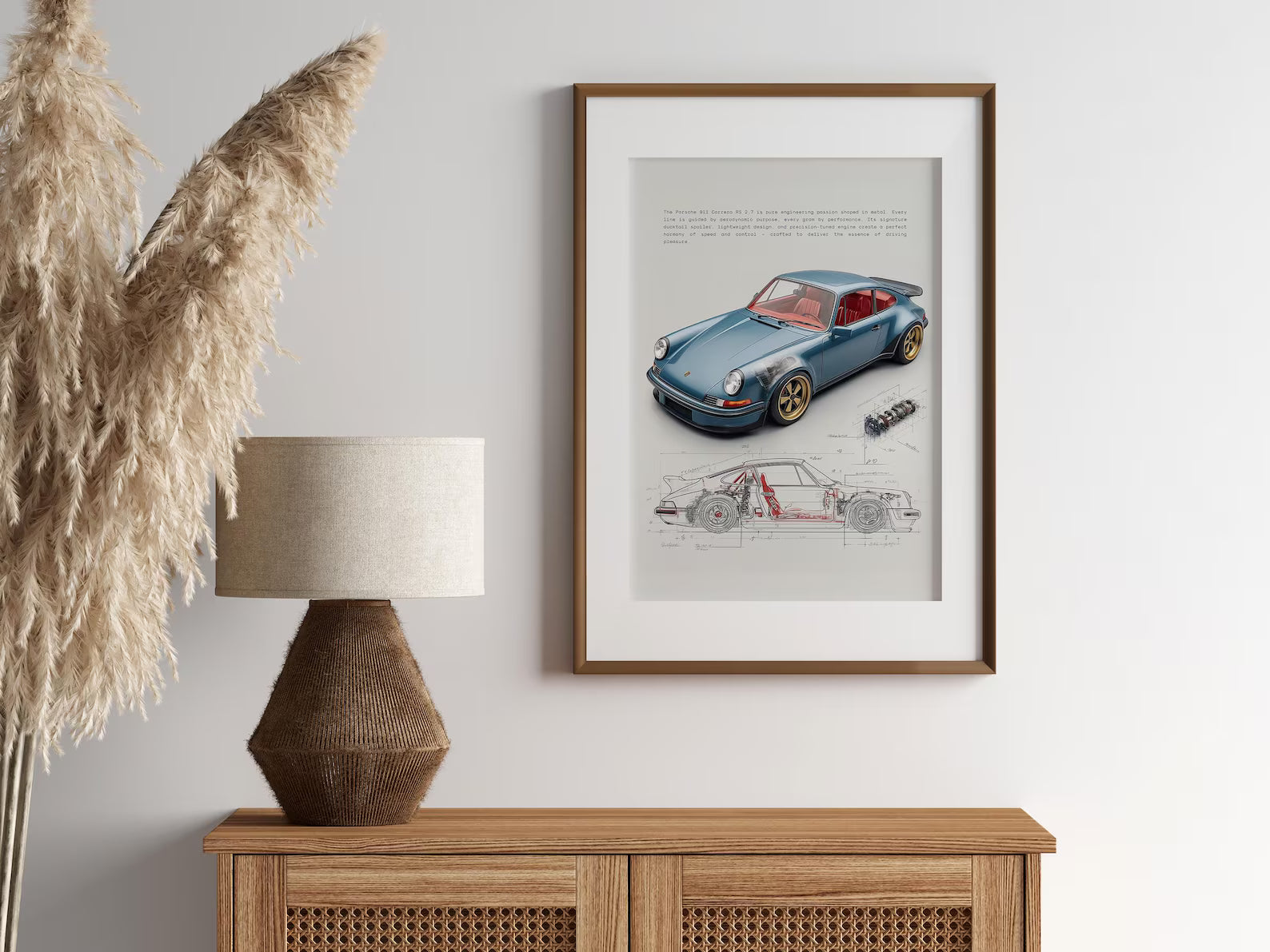 Mavi Porsche 911 Posteri: Klasik Spor Araba Tablosu