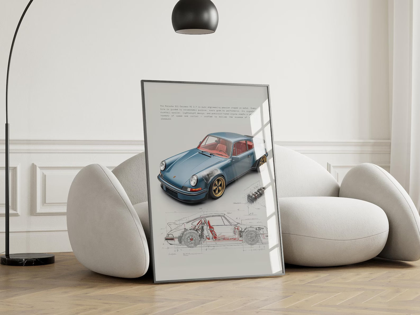 Mavi Porsche 911 Posteri: Klasik Spor Araba Tablosu