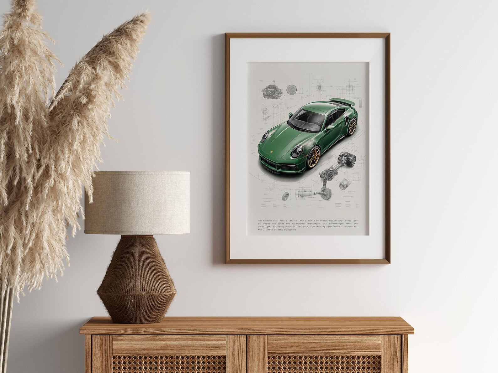 Yeşil Porsche 911 Posteri: Klasik Spor Araba Tablosu